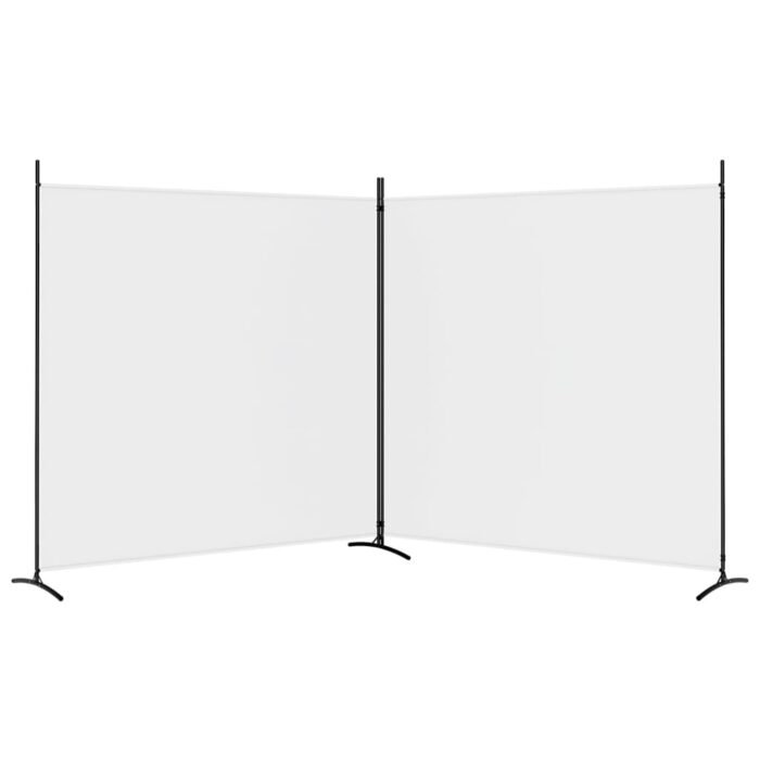 Cloison de séparation 2 panneaux Blanc 348x180 cm Tissu – Image 2