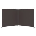 Cloison de séparation 2 panneaux Marron 348x180 cm Tissu – Image 2