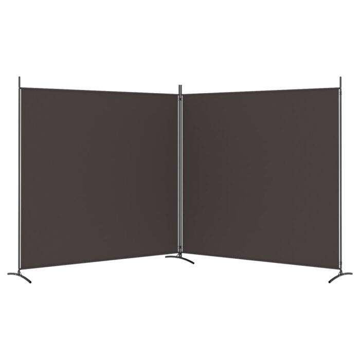 Cloison de séparation 2 panneaux Marron 348x180 cm Tissu – Image 2