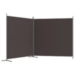 Cloison de séparation 2 panneaux Marron 348x180 cm Tissu – Image 3