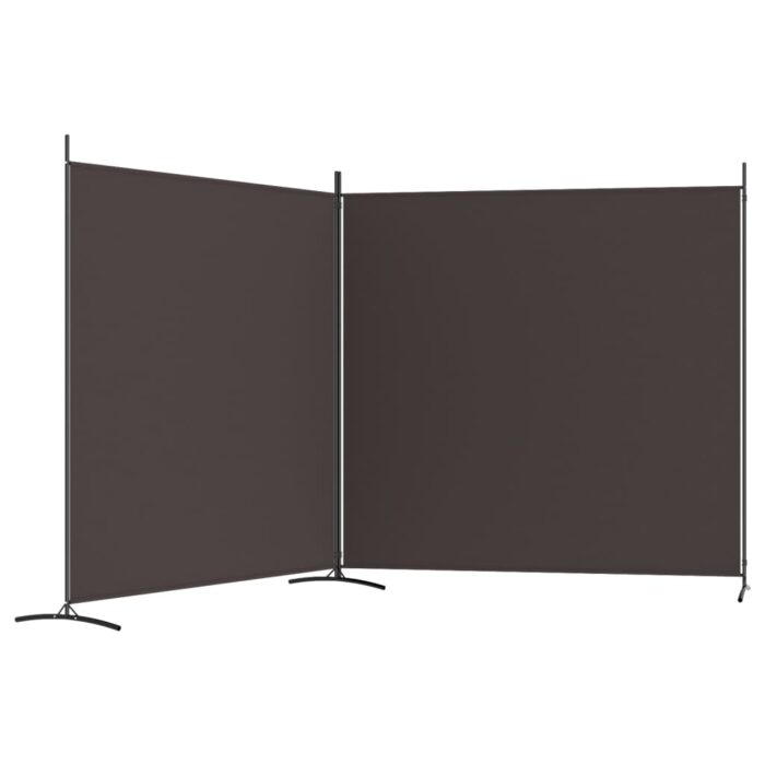 Cloison de séparation 2 panneaux Marron 348x180 cm Tissu – Image 3