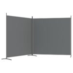 Cloison de séparation 2 panneaux Anthracite 348x180 cm Tissu – Image 2