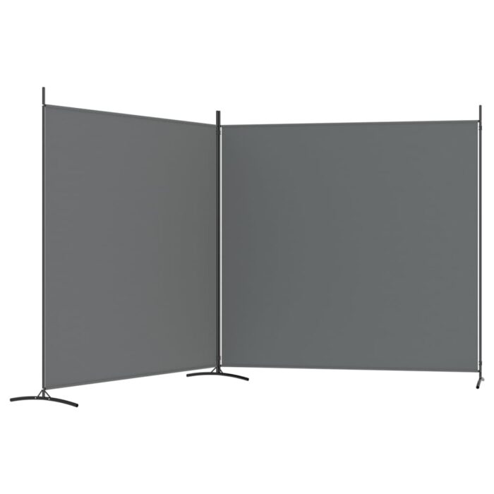 Cloison de séparation 2 panneaux Anthracite 348x180 cm Tissu – Image 2