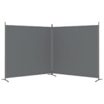 Cloison de séparation 2 panneaux Anthracite 348x180 cm Tissu – Image 3