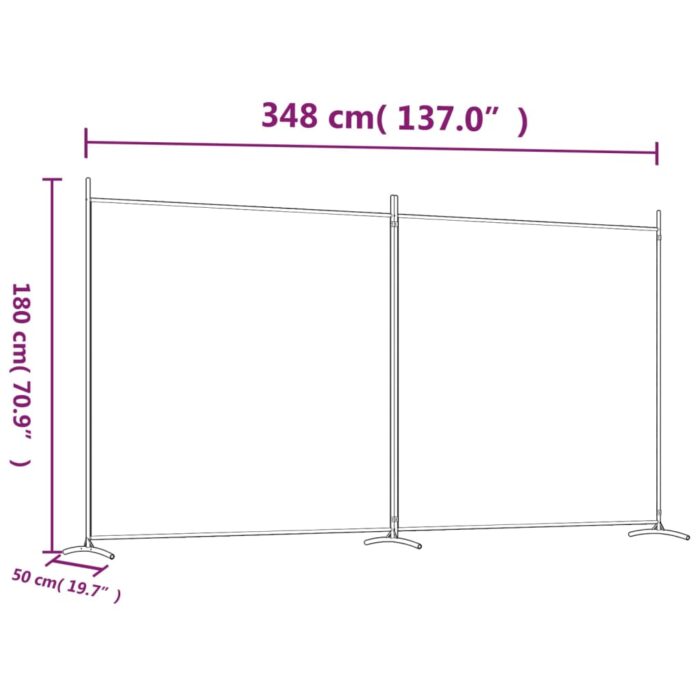 Cloison de séparation 2 panneaux Anthracite 348x180 cm Tissu – Image 6