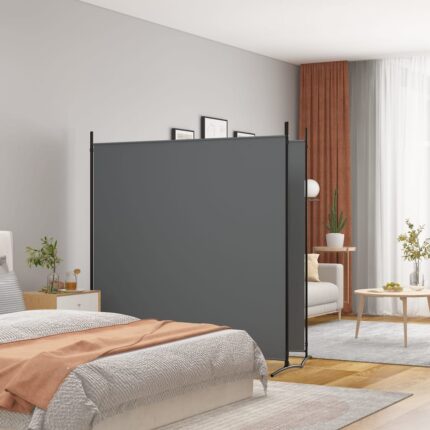 Cloison de séparation 2 panneaux Anthracite 348x180 cm Tissu
