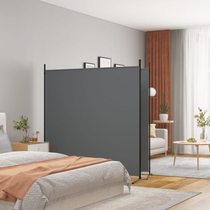 Cloison de séparation 2 panneaux Anthracite 348x180 cm Tissu – Image 1