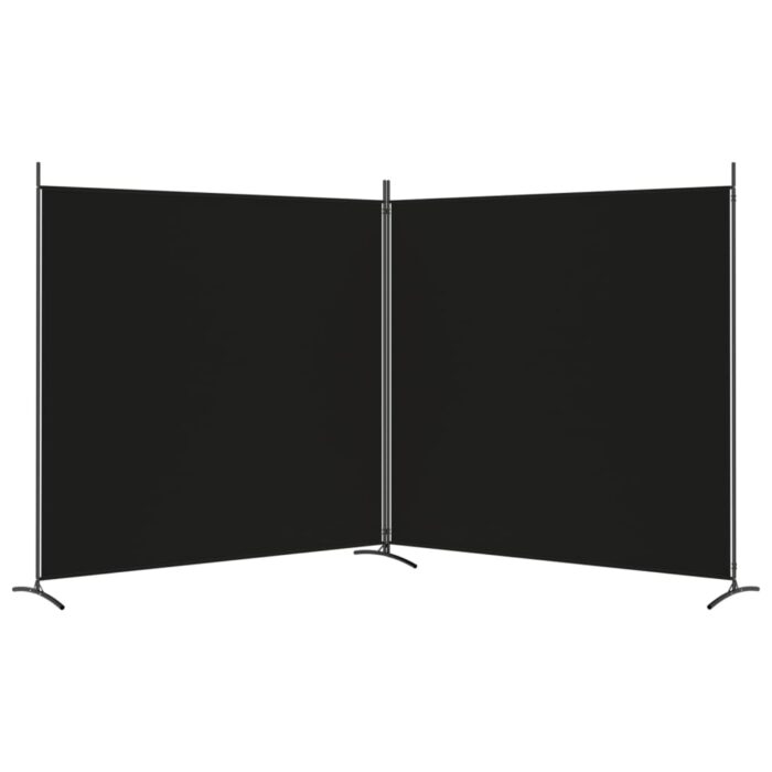 Cloison de séparation 2 panneaux Noir 348x180 cm Tissu – Image 2