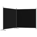 Cloison de séparation 2 panneaux Noir 348x180 cm Tissu – Image 3