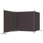 Cloison de séparation 3 panneaux Marron 525x180 cm Tissu – Image 3