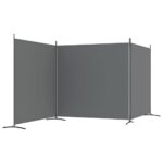 Cloison de séparation 3 panneaux Anthracite 525x180 cm Tissu – Image 2