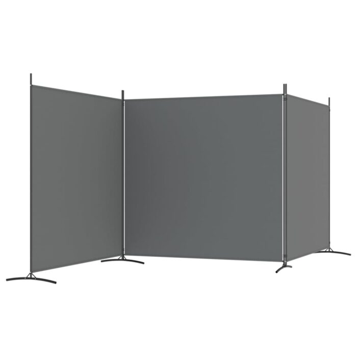 Cloison de séparation 3 panneaux Anthracite 525x180 cm Tissu – Image 2