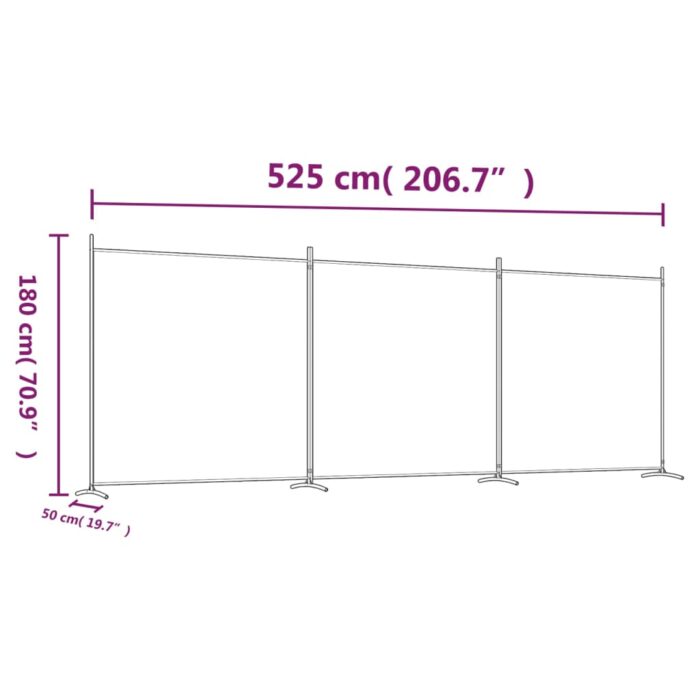 Cloison de séparation 3 panneaux Anthracite 525x180 cm Tissu – Image 6