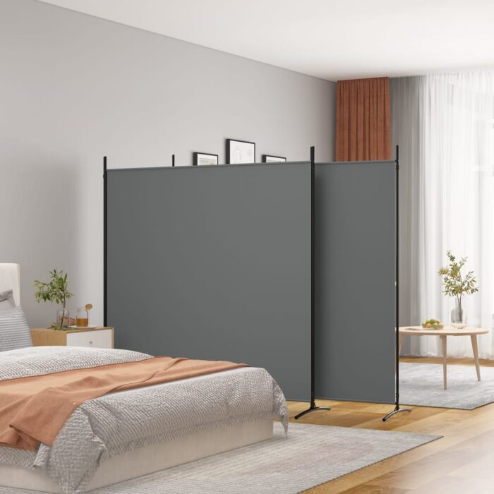 Cloison de séparation 3 panneaux Anthracite 525x180 cm Tissu – Image 1