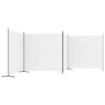 Cloison de séparation 4 panneaux Blanc 698x180 cm Tissu – Image 2