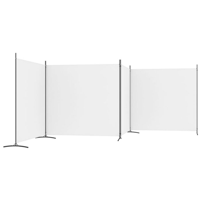 Cloison de séparation 4 panneaux Blanc 698x180 cm Tissu – Image 2