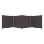 Cloison de séparation 4 panneaux Marron 698x180 cm Tissu – Image 2