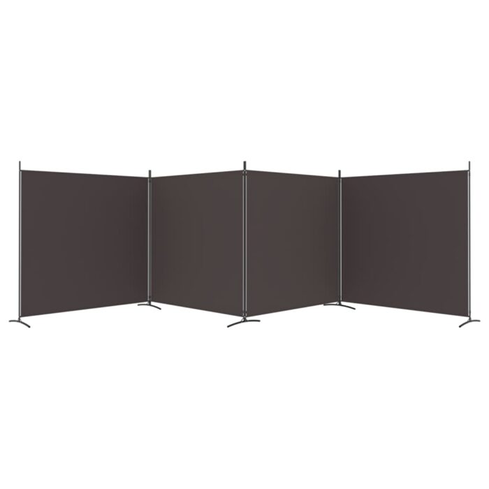 Cloison de séparation 4 panneaux Marron 698x180 cm Tissu – Image 2