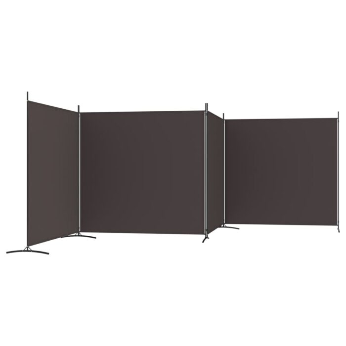 Cloison de séparation 4 panneaux Marron 698x180 cm Tissu – Image 3