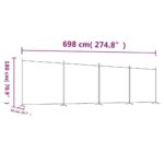 Cloison de séparation 4 panneaux Marron 698x180 cm Tissu – Image 6