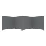 Cloison de séparation 4 panneaux Anthracite 698x180 cm Tissu – Image 2