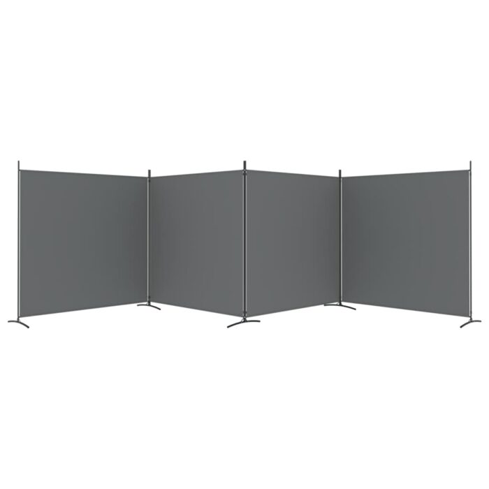 Cloison de séparation 4 panneaux Anthracite 698x180 cm Tissu – Image 2
