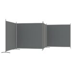 Cloison de séparation 4 panneaux Anthracite 698x180 cm Tissu – Image 3