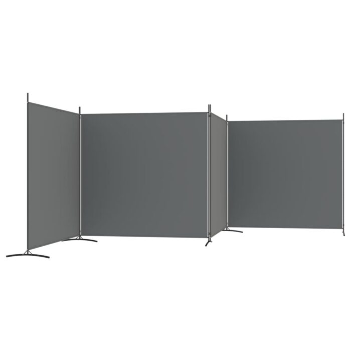 Cloison de séparation 4 panneaux Anthracite 698x180 cm Tissu – Image 3
