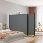 Cloison de séparation 4 panneaux Anthracite 698x180 cm Tissu