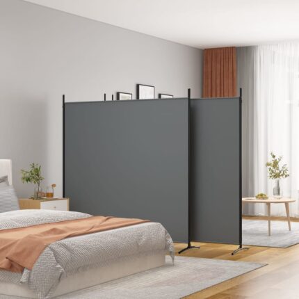 Cloison de séparation 4 panneaux Anthracite 698x180 cm Tissu