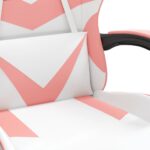 Chaise de jeu pivotante et repose-pied Blanc et rose Similicuir – Image 5