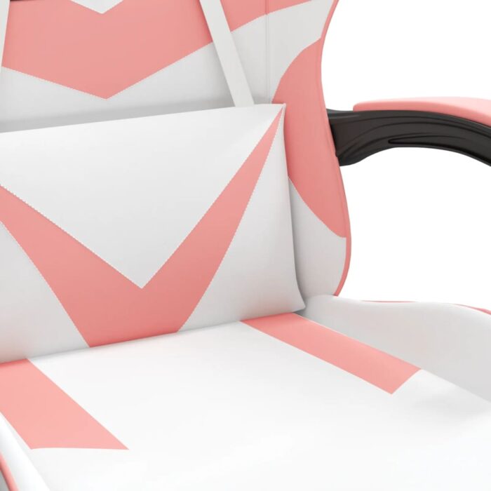 Chaise de jeu pivotante et repose-pied Blanc et rose Similicuir – Image 5
