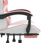 Chaise de jeu pivotante et repose-pied Blanc et rose Similicuir – Image 6