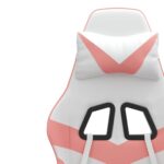 Chaise de jeu pivotante et repose-pied Blanc et rose Similicuir – Image 8