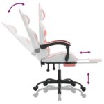 Chaise de jeu pivotante et repose-pied Blanc et rose Similicuir – Image 9