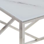 Table basse argenté acier inoxydable et verre trempé – Image 3