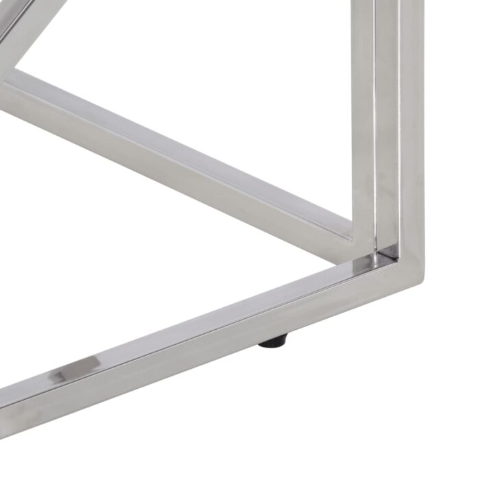 Table basse argenté acier inoxydable et verre trempé – Image 4