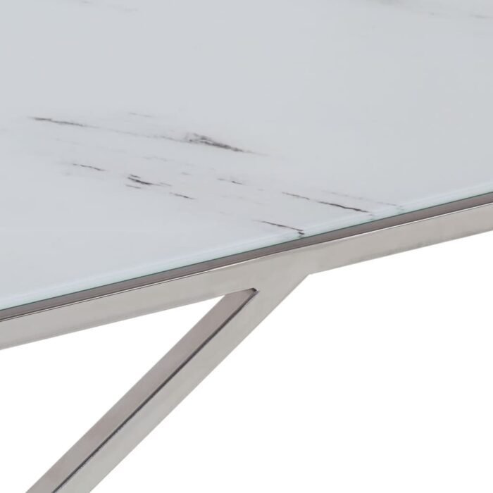Table basse argenté acier inoxydable et verre trempé – Image 5