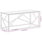 Table basse argenté acier inoxydable et verre trempé – Image 6