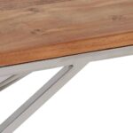 Table basse argenté acier inoxydable et bois massif d'acacia – Image 5