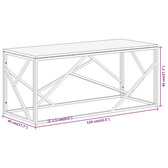 Table basse argenté acier inoxydable et bois massif d'acacia – Image 6