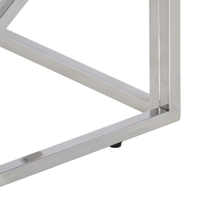 Table basse argenté inox et bois de récupération massif – Image 4