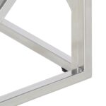 Table basse argenté acier inoxydable et verre trempé – Image 4