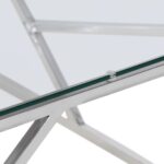 Table basse argenté acier inoxydable et verre trempé – Image 5
