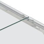 Table basse argenté acier inoxydable et verre trempé – Image 6