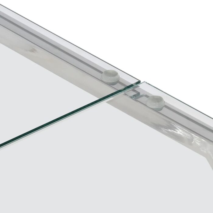 Table basse argenté acier inoxydable et verre trempé – Image 6