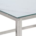 Table basse argenté acier inoxydable et verre trempé – Image 3