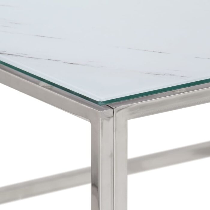 Table basse argenté acier inoxydable et verre trempé – Image 3