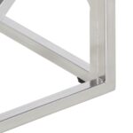 Table basse argenté acier inoxydable et verre trempé – Image 4