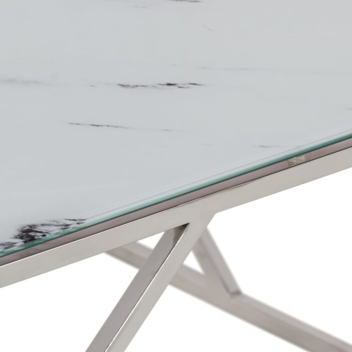 Table basse argenté acier inoxydable et verre trempé – Image 5